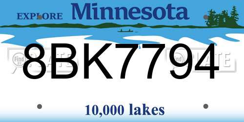 8BK7794 Minnesota License Plate