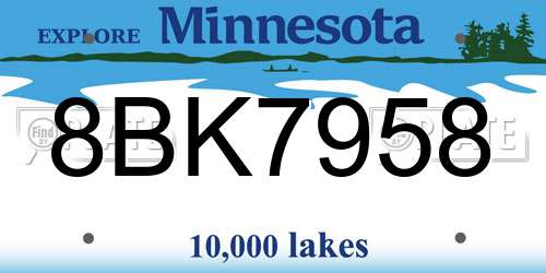 8BK7958 Minnesota License Plate