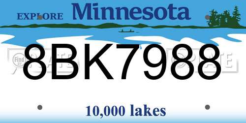 8BK7988 Minnesota License Plate