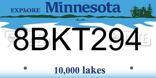 8BKT294 Minnesota License Plate