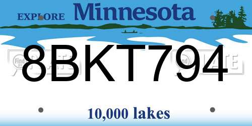8BKT794 Minnesota License Plate
