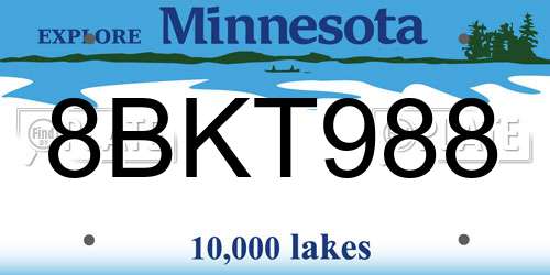 8BKT988 Minnesota License Plate