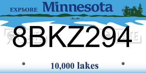 8BKZ294 Minnesota License Plate