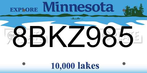 8BKZ985 Minnesota License Plate