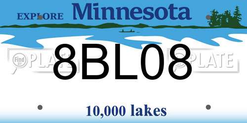 8BL08 Minnesota License Plate