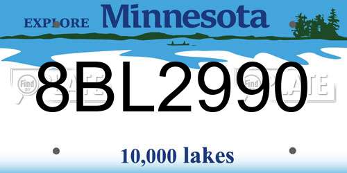 8BL2990 Minnesota License Plate