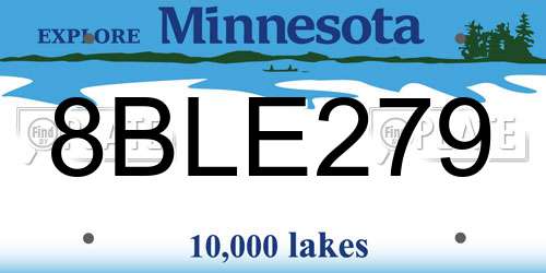 8BLE279 Minnesota License Plate