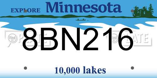 8BN216 Minnesota License Plate