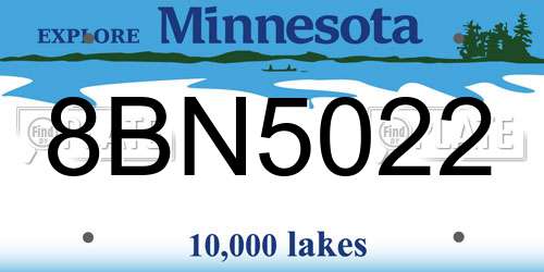 8BN5022 Minnesota License Plate