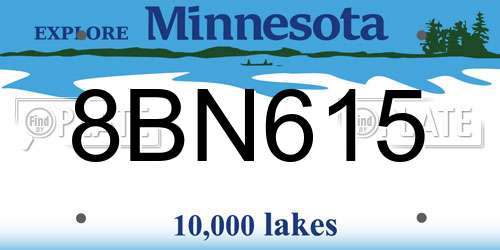 8BN615 Minnesota License Plate