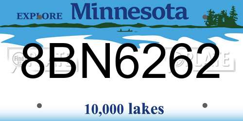 8BN6262 Minnesota License Plate