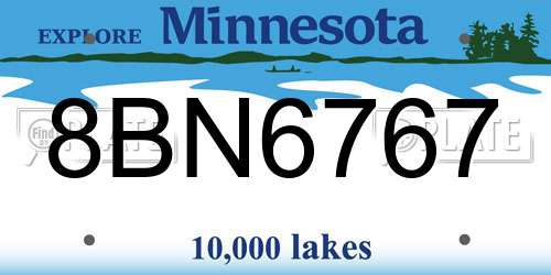8BN6767 Minnesota License Plate