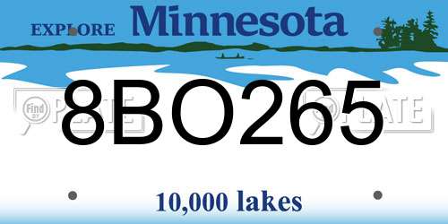 8BO265 Minnesota License Plate