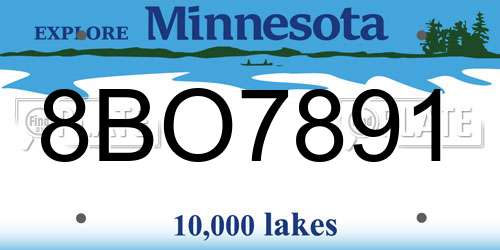 8BO7891 Minnesota License Plate