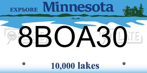 8BOA30 Minnesota License Plate