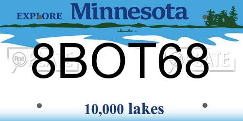8BOT68 Minnesota License Plate
