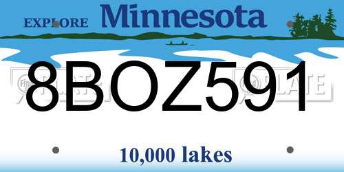 8BOZ591 Minnesota License Plate
