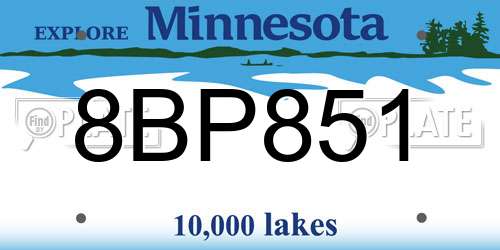 8BP851 Minnesota License Plate