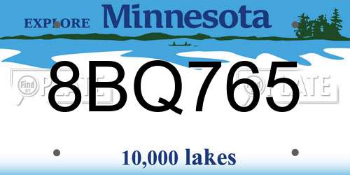8BQ765 Minnesota License Plate