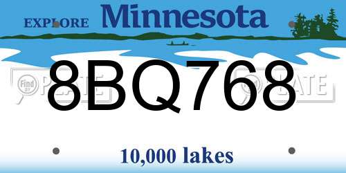 8BQ768 Minnesota License Plate