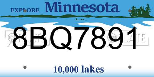 8BQ7891 Minnesota License Plate