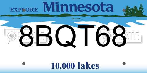 8BQT68 Minnesota License Plate