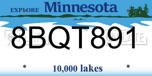 8BQT891 Minnesota License Plate