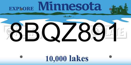 8BQZ891 Minnesota License Plate