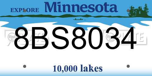 8BS8034 Minnesota License Plate