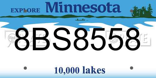 8BS8558 Minnesota License Plate