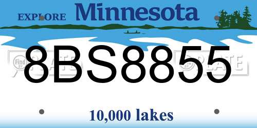 8BS8855 Minnesota License Plate