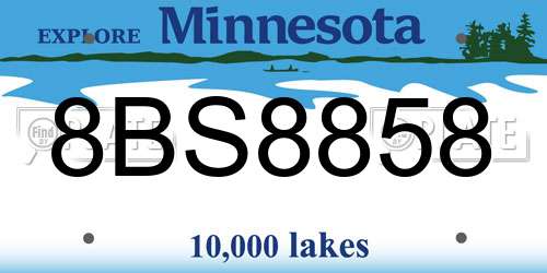 8BS8858 Minnesota License Plate