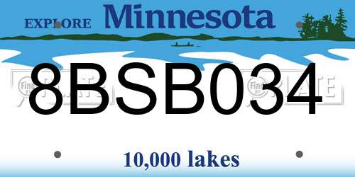 8BSB034 Minnesota License Plate