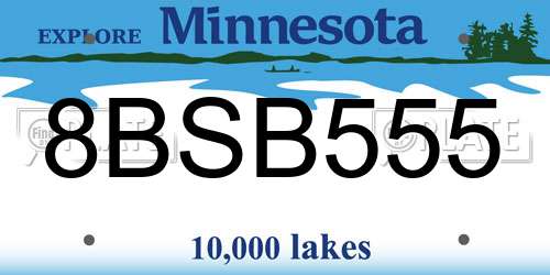 8BSB555 Minnesota License Plate