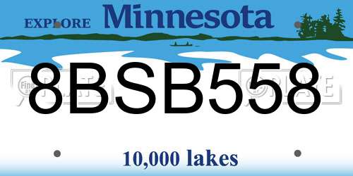 8BSB558 Minnesota License Plate