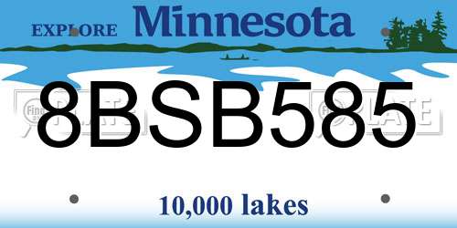 8BSB585 Minnesota License Plate