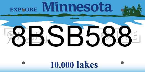 8BSB588 Minnesota License Plate