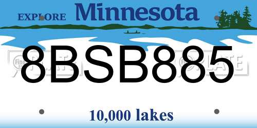 8BSB885 Minnesota License Plate