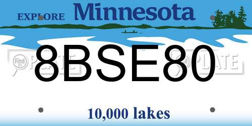 8BSE80 Minnesota License Plate