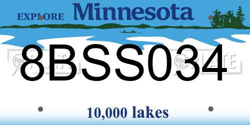 8BSS034 Minnesota License Plate