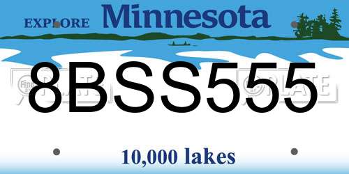 8BSS555 Minnesota License Plate