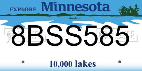 8BSS585 Minnesota License Plate
