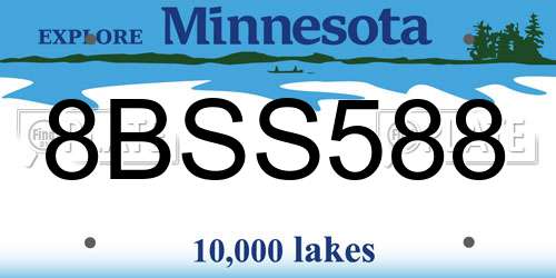 8BSS588 Minnesota License Plate