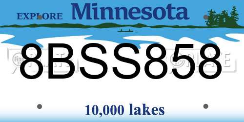 8BSS858 Minnesota License Plate