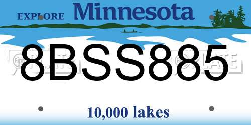 8BSS885 Minnesota License Plate