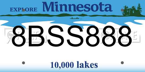 8BSS888 Minnesota License Plate