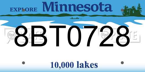 8BT0728 Minnesota License Plate