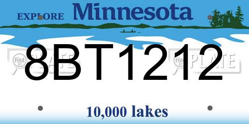 8BT1212 Minnesota License Plate