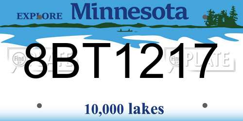 8BT1217 Minnesota License Plate