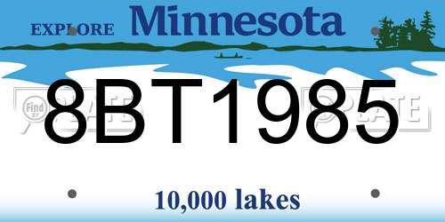 8BT1985 Minnesota License Plate